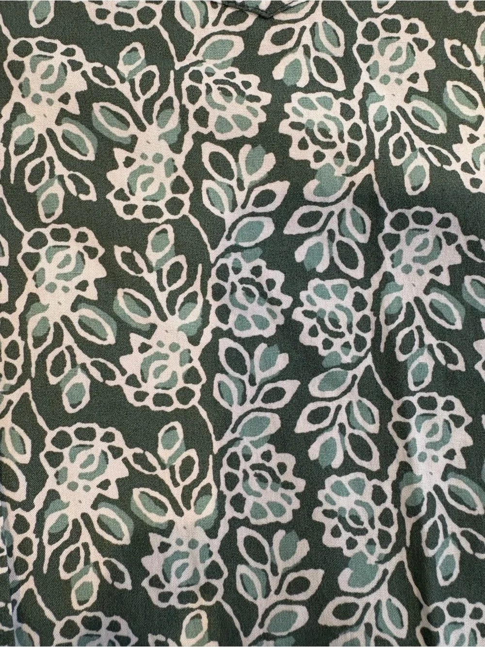 J. Crew Green and White Floral Short-Sleeve Button-Down Shirt
